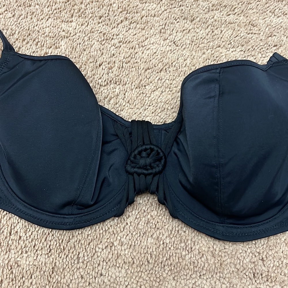 🔥NWT🔥Freya 38DDD/38E Macrame Sweetheart Padded Underwire Bikini Top Blk AS4054